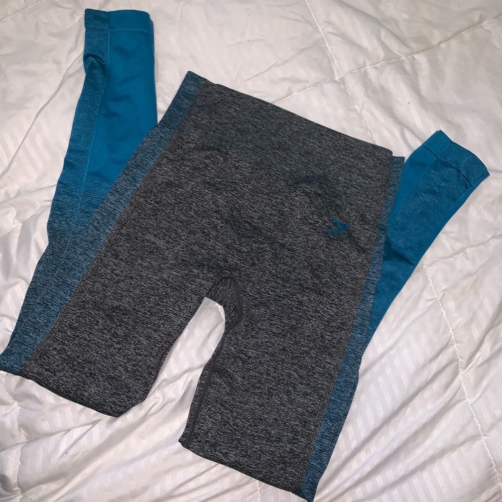 Gray and blue hombre gym shark leggings size small